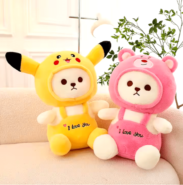 CuddleNest Teddy Bear with Cap - 'I Love You' Plush Toy for Kids - Cap Baby_I LoveYou_Green_30*15*10
