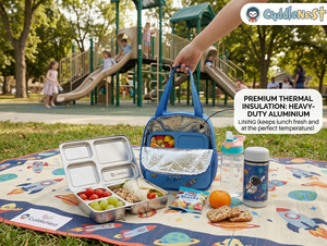 CuddleNest Thermal Insulated Flap Lunch Bag – Blue Space Edition - Insulated lunch bag