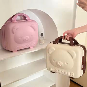 CuddleNest Travel Vanity Case for Women – Durable Hardshell Cosmetic Bag - Vanity Bag_Withlock_Kids_Cream_30*30*15