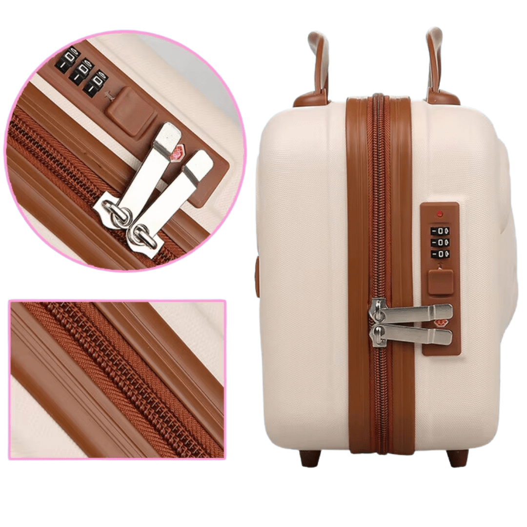 CuddleNest Travel Vanity Case for Women – Durable Hardshell Cosmetic Bag - Vanity Bag_Withlock_Kids_Cream_30*30*15