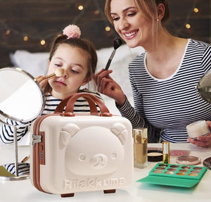 CuddleNest Travel Vanity Case for Women – Durable Hardshell Cosmetic Bag - Vanity Bag_Withlock_Kids_Cream_30*30*15