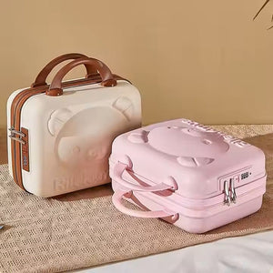 CuddleNest Travel Vanity Case for Women – Durable Hardshell Cosmetic Bag - Vanity Bag_Withlock_Kids_Cream_30*30*15