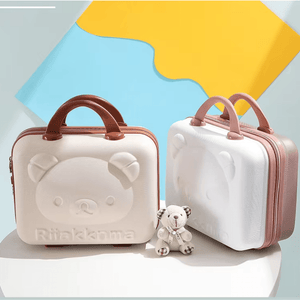 CuddleNest Travel Vanity Case for Women – Durable Hardshell Cosmetic Bag - Vanity Bag_Withlock_Kids_Cream_30*30*15