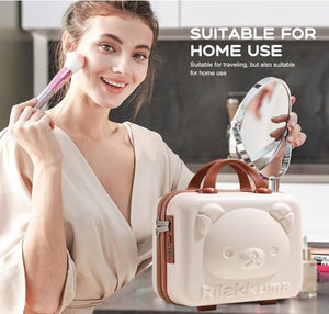 CuddleNest Travel Vanity Case for Women – Durable Hardshell Cosmetic Bag - Vanity Bag_Withlock_Kids_Cream_30*30*15