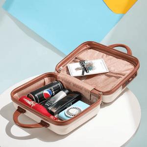 CuddleNest Travel Vanity Case for Women – Durable Hardshell Cosmetic Bag - Vanity Bag_Withlock_Kids_Cream_30*30*15
