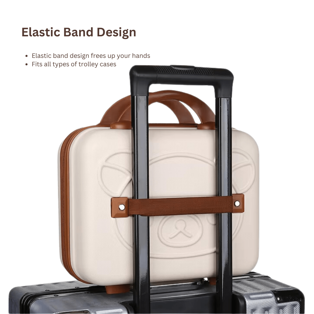 CuddleNest Travel Vanity Case for Women – Durable Hardshell Cosmetic Bag - Vanity Bag_Withlock_Kids_Cream_30*30*15