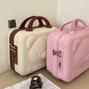 CuddleNest Travel Vanity Case for Women – Durable Hardshell Cosmetic Bag - Vanity Bag_Withlock_Kids_Cream_30*30*15