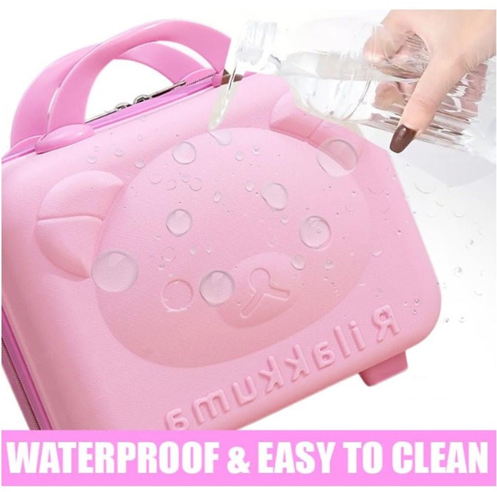 CuddleNest Travel Vanity Case for Women – Durable Hardshell Cosmetic Bag with Lock, Strap & Zipper - Vanity Bag_Withlock_Kids_Pink_30*30*15