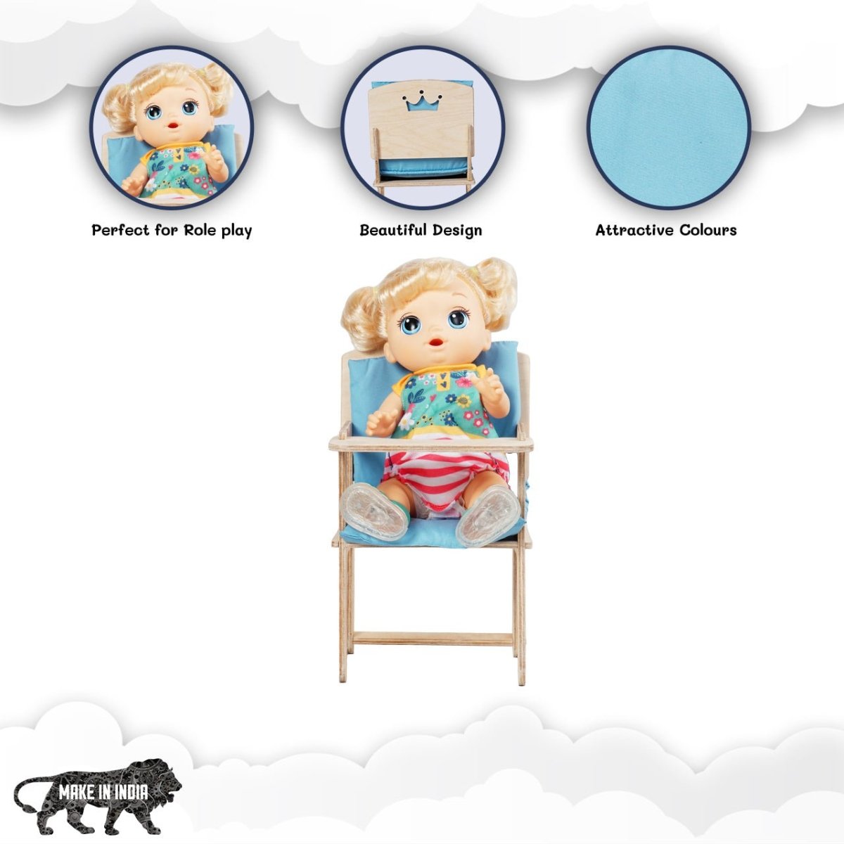 CuddlyCoo Doll Nursery Furniture Set- Baby Blue - CCDOLLNURSERYBB