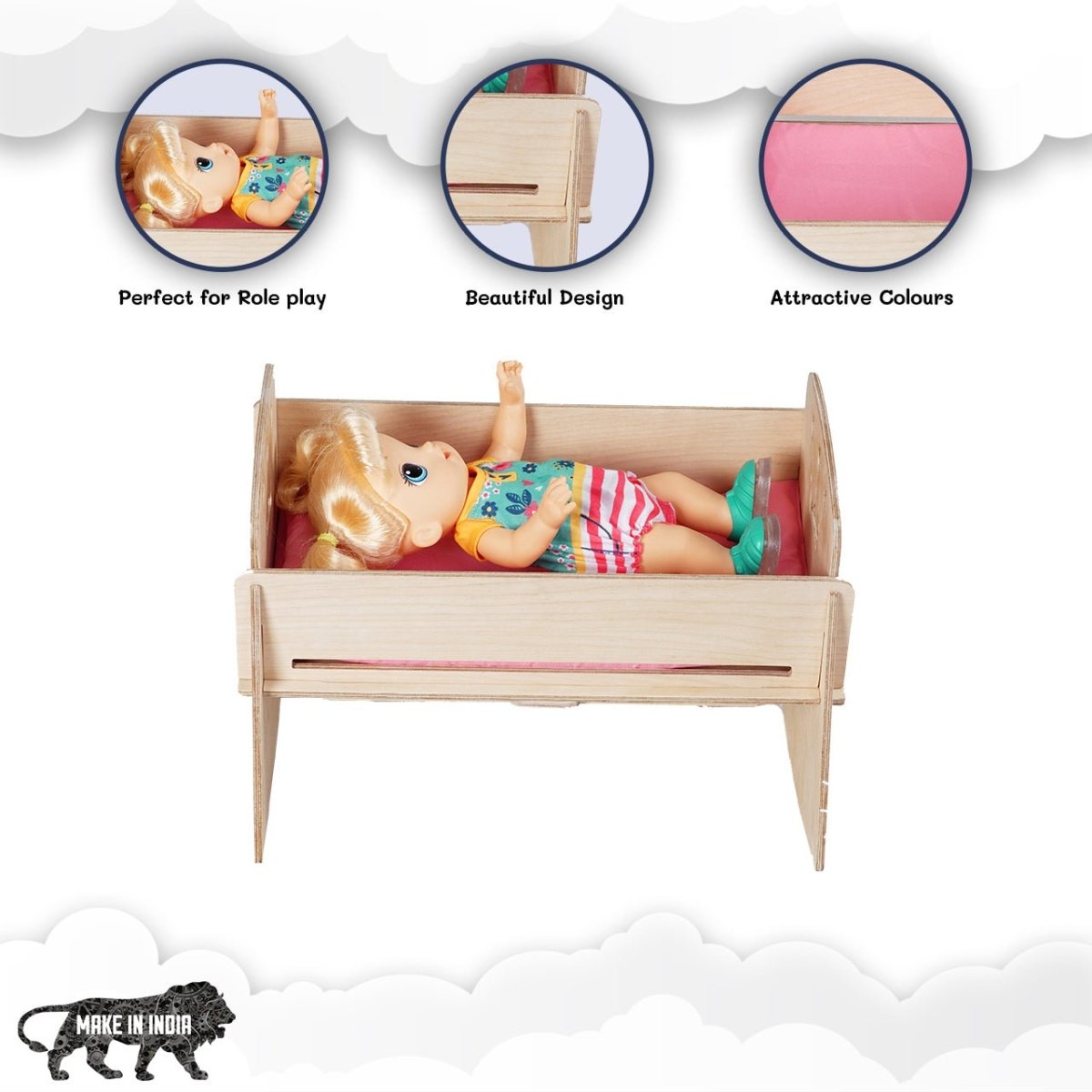 CuddlyCoo Doll Nursery Furniture Set- Baby Pink - CCDOLLNURSERYBP