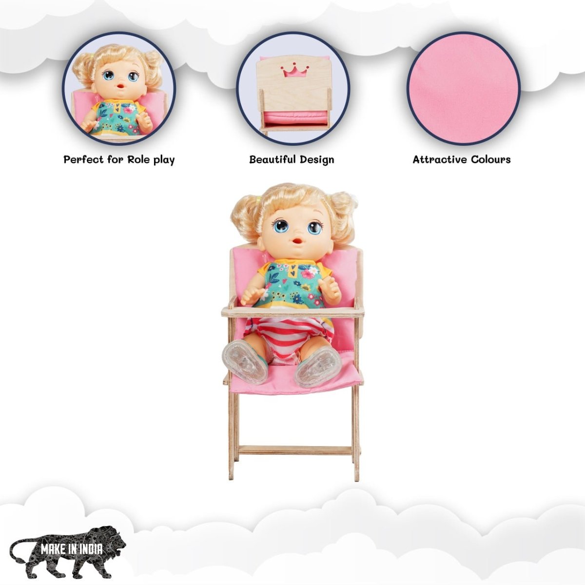 CuddlyCoo Doll Nursery Furniture Set- Baby Pink - CCDOLLNURSERYBP