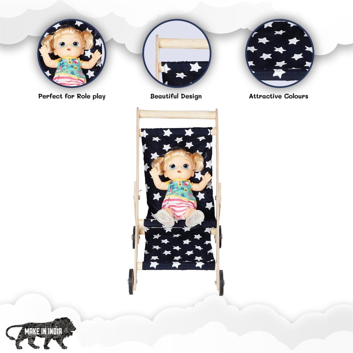 CuddlyCoo Doll Nursery Furniture Set- Blue Star - CCDOLLNURSERYBS