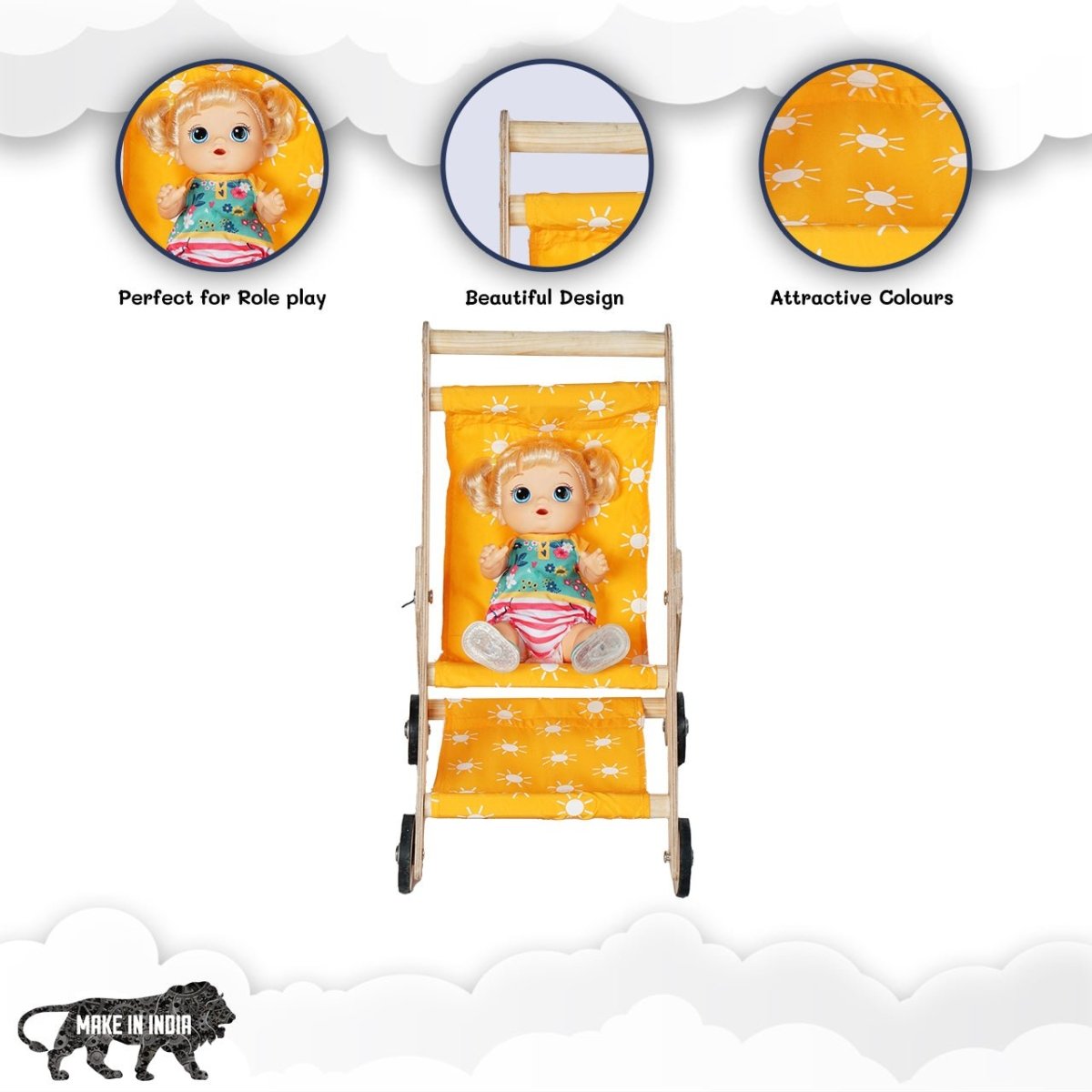 CuddlyCoo Doll Nursery Furniture Set- Mustard Sun - CCDOLLNURSERYMS