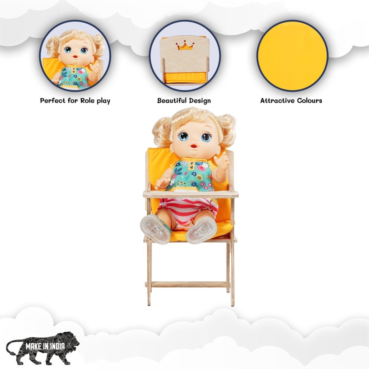CuddlyCoo Doll Nursery Furniture Set- Mustard Sun - CCDOLLNURSERYMS