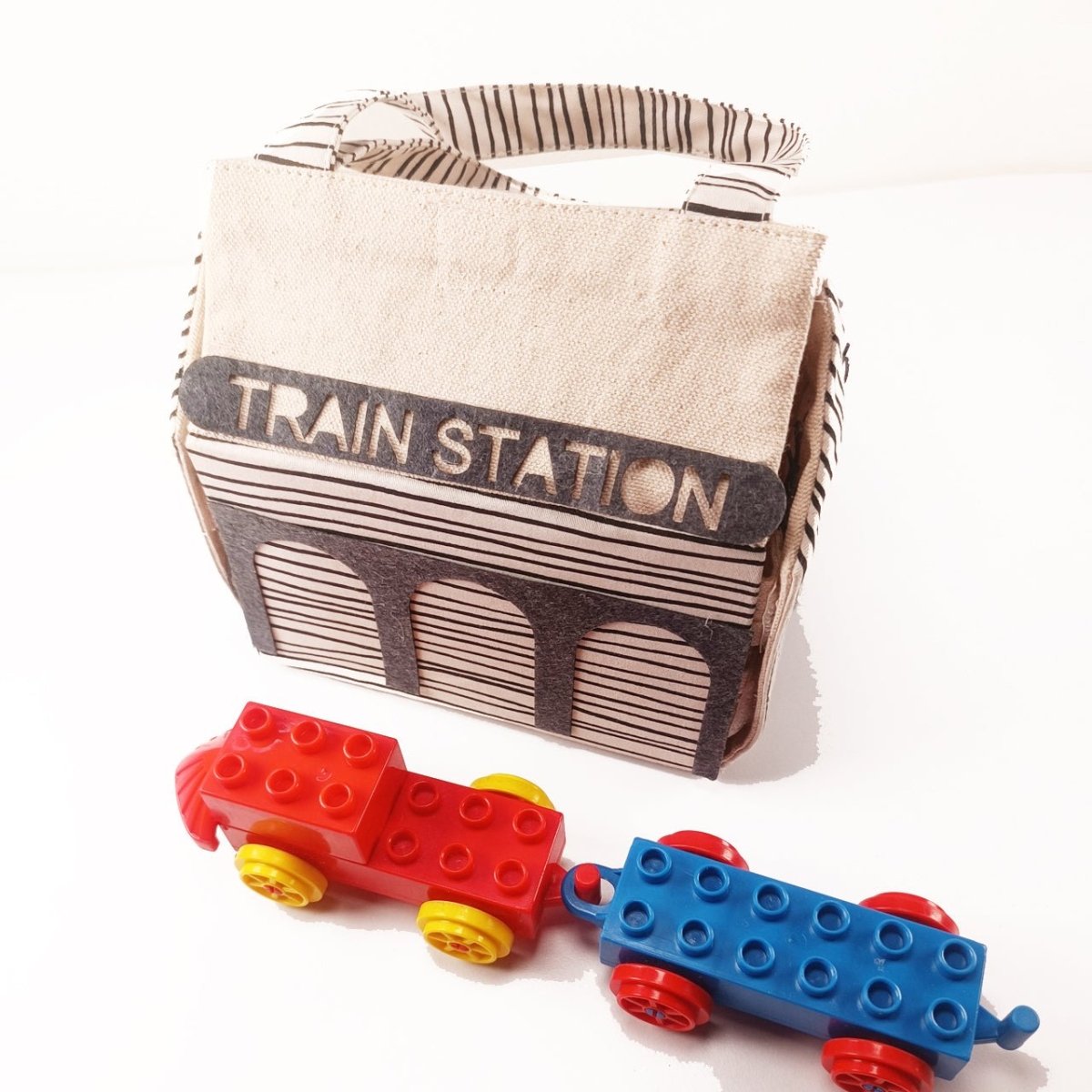 CuddlyCoo Fabric Doll House- Train Station - CCDOLLHOUSEBAGTRAINSTATION