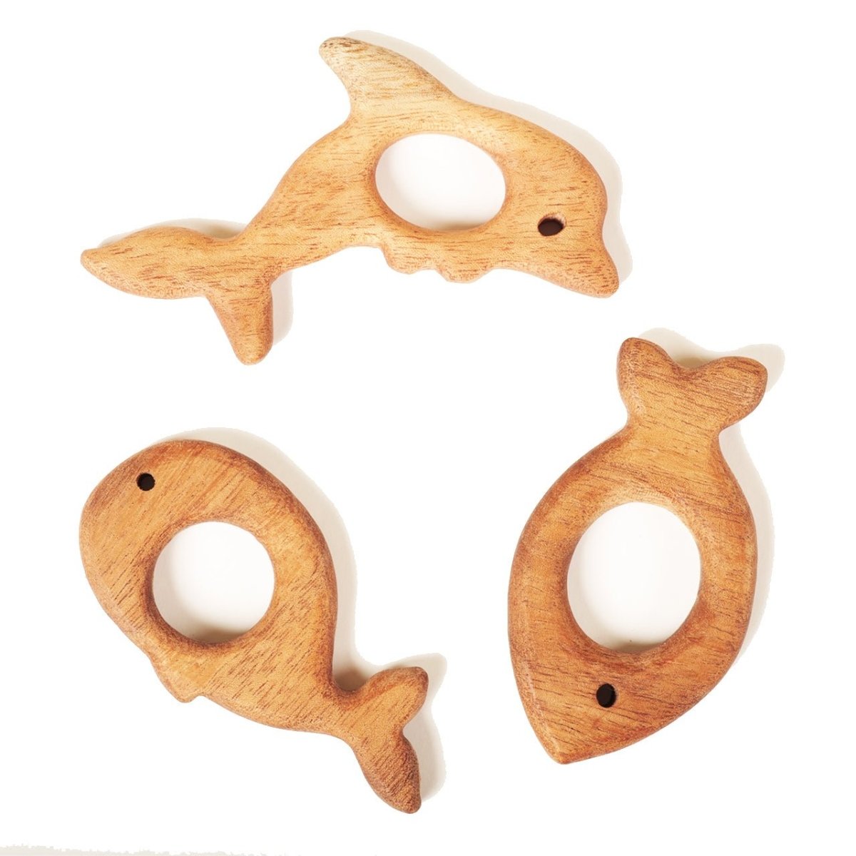 CuddlyCoo Neemwood Teether- Fishes (Set of 3) - CCTEETHER3FISHES