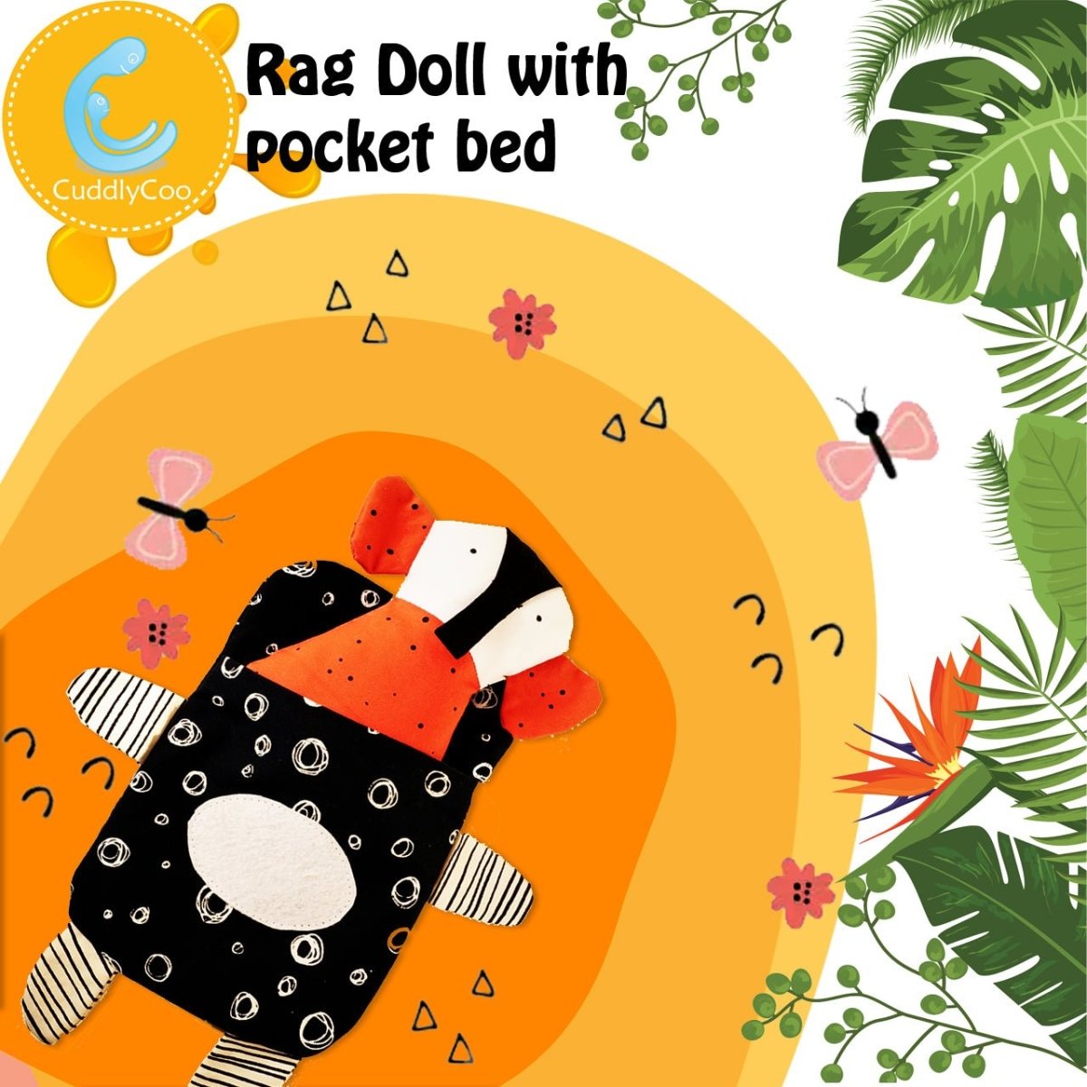 CuddlyCoo Rag Doll With Pocket Bed- Elephant - CCRAGDOLLBEDELEPHANT