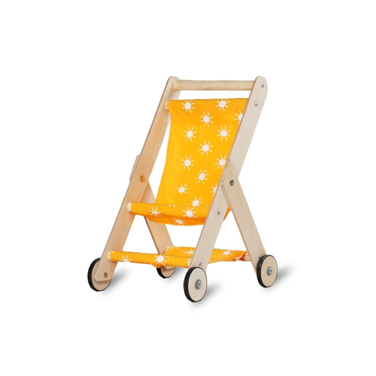 CuddlyCoo Wooden Doll Stroller- Mustard Sun - CCDOLLSTROLLMS