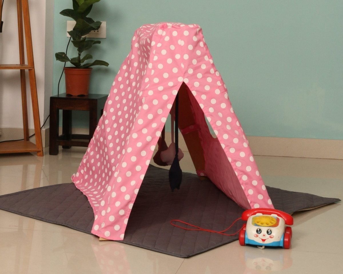 CuddlyCoo Wooden PlayGym with Mini Tent - Baby Pink - CCPGBP