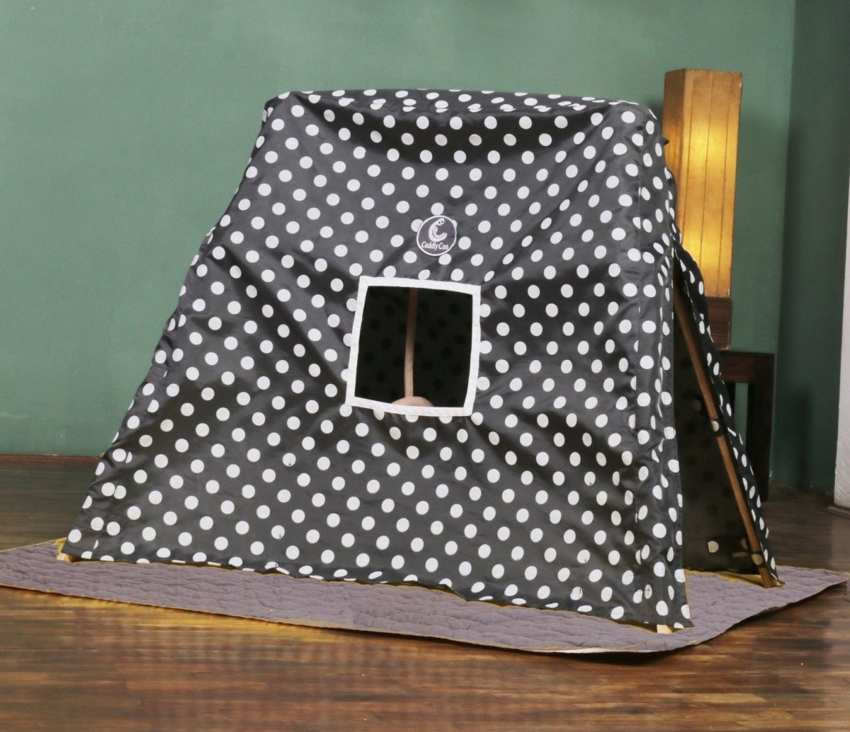 Cuddlycoo Wooden PlayGym with Mini Tent - Grey Polka - CCPGGP