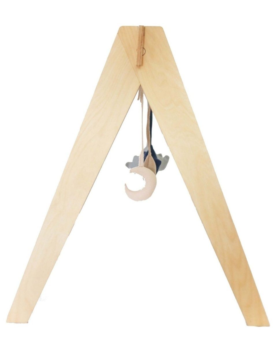 CuddlyCoo Wooden PlayGym with Mini Tent - Natural - PLAYGYM