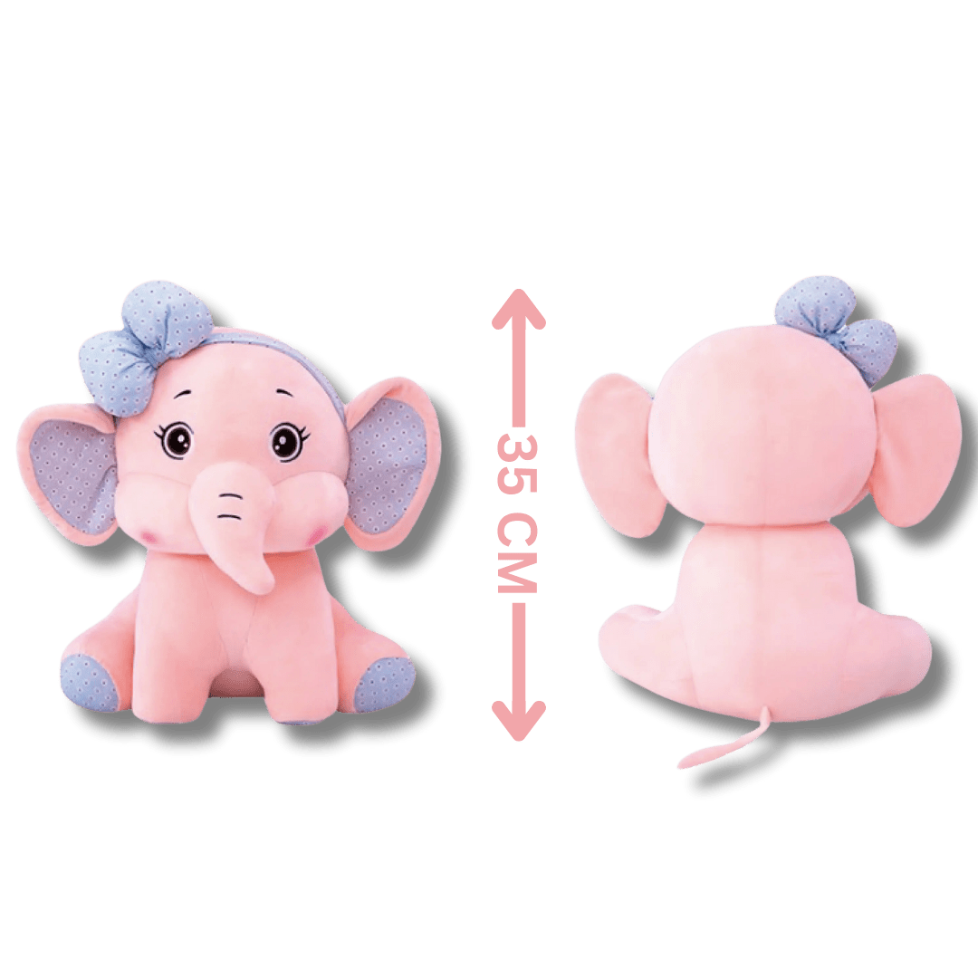 Cute Bow Elephant Plush Toy | Soft & Snuggly Stuffed - Bow Elephant Big_Peach_35*30*25