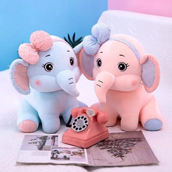 Cute Bow Elephant Plush Toy | Soft & Snuggly Stuffed - Bow Elephant_Peach_25*15*10