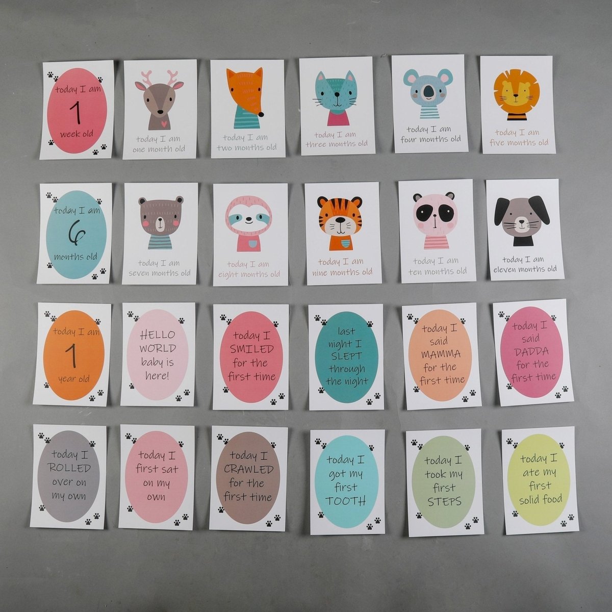 Cute Jungle Theme Milestone Cards- (Pack Of 25) - MSCD-CJTM