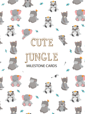 Cute Jungle Theme Milestone Cards - (Pack Of 25) - Rectangular Baby Milestone Cards
