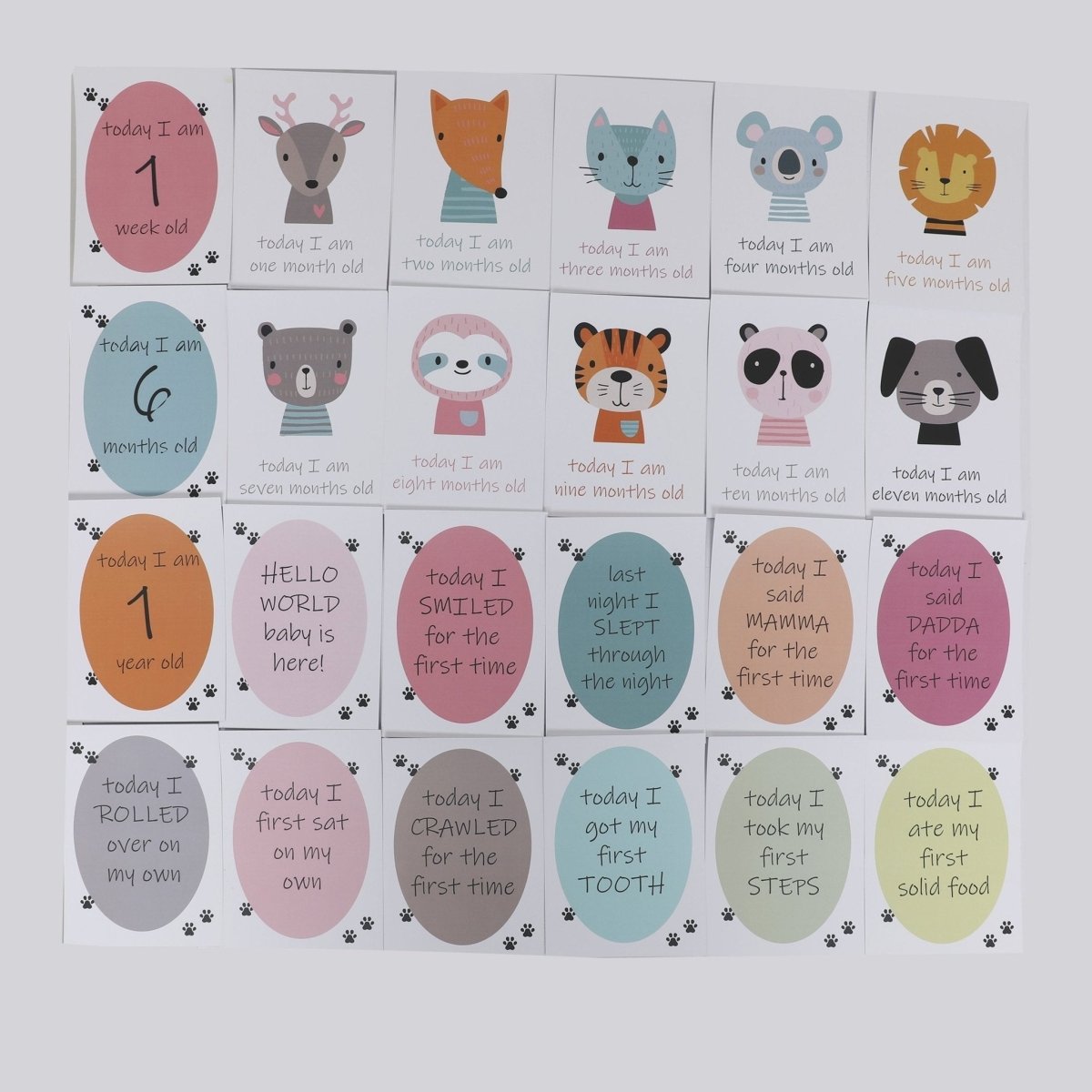 Cute Jungle Theme Milestone Cards- (Pack Of 25) - MSCD-CJTM