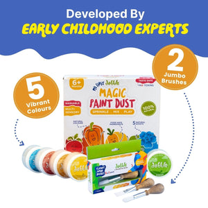 Dabble Playart Magic Paint Dust + Jumbo Brush Combo Kit – Baby’s First Painting Kit - DPMPJB1063