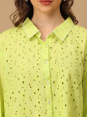 S Daisy Breeze Women's Oversized Schiffli Shirt - Women's Tops
