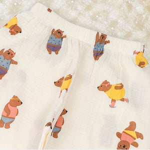 Dancing Bear print soft Mulsin organic Cotton Kids Nightsuit - Little Surprise BoxDancing Bear print soft Mulsin organic Cotton Kids Nightsuit