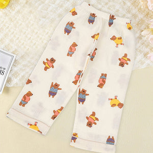 Dancing Bear print soft Mulsin organic Cotton Kids Nightsuit - Little Surprise BoxDancing Bear print soft Mulsin organic Cotton Kids Nightsuit