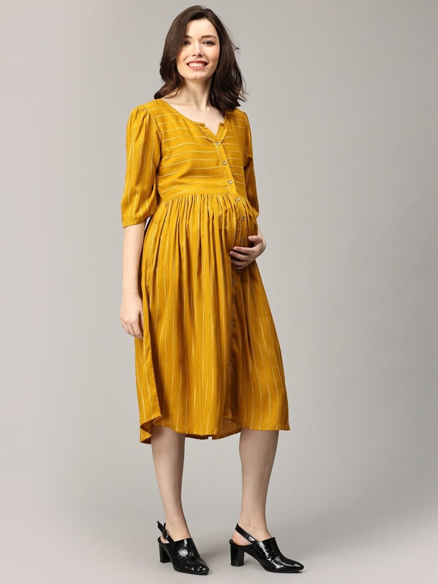 Dandelion Striped Maternity And Nursing Dress - MEW-SK-DNDST-S