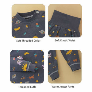 Dark Blue Cat, laptop, Banana Full sleeves tops & pants set Unisex Kids Wear - 18 - 24 months Kids Clothing
