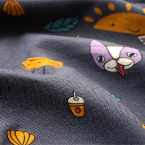 Dark Blue Cat, laptop, Banana Full sleeves tops & pants set Unisex Kids Wear - 18 - 24 months Kids Clothing