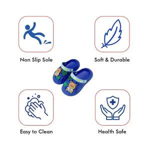 Dark Blue & Light Blue Big Bear Slip on Clogs, Summer/Monsoon/ Beach Footwear for Toddlers and Kids, Unisex - 22 EUR Swim