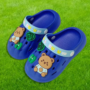 Dark Blue & Light Blue Big Bear Slip on Clogs, Summer/Monsoon/ Beach Footwear for Toddlers and Kids, Unisex - 22 EUR Swim