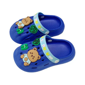 Dark Blue & Light Blue Big Bear Slip on Clogs, Summer/Monsoon/ Beach Footwear for Toddlers and Kids, Unisex - 22 EUR Swim
