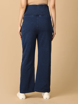 Dark Blue Maternity Knit Denims With Belly Support - Dark Wash - MDD - AN - DRDN - S