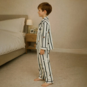 Dark Brown Striped Cotton Nightsuit for kids - 7 - 8 Years Nightsuits