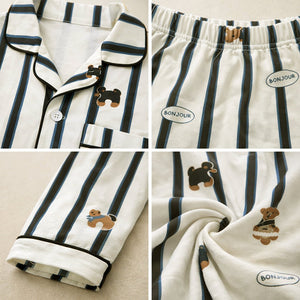 Dark Brown Striped Cotton Nightsuit for kids - 7 - 8 Years Nightsuits