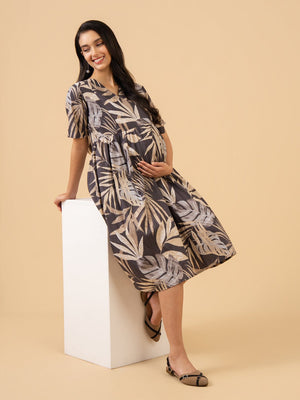 Dark Roast Maternity and Nursing Dress - S Maternity Casual Dress