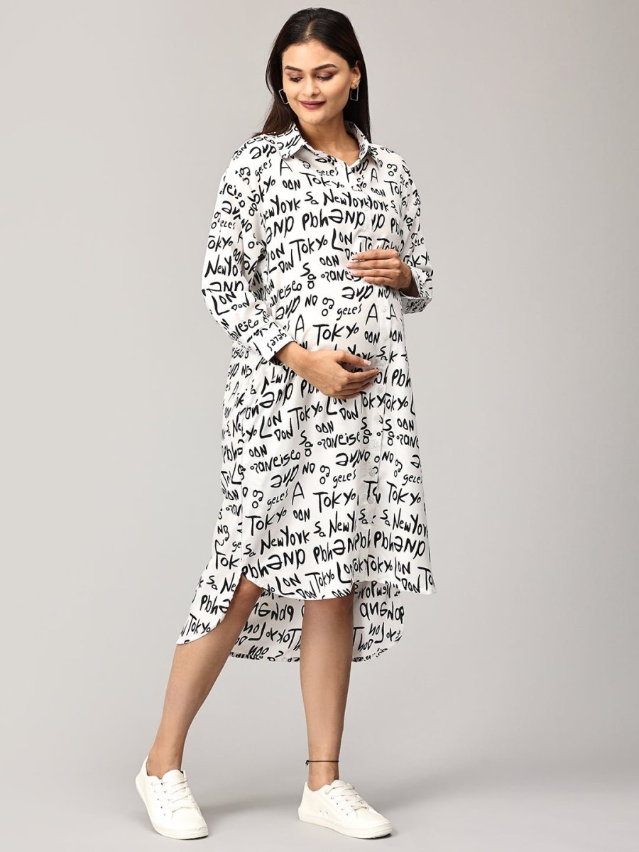 Day In Tokyo Maternity and Nursing OverSized Shirt Dress - MEW-JB-INTKY-S