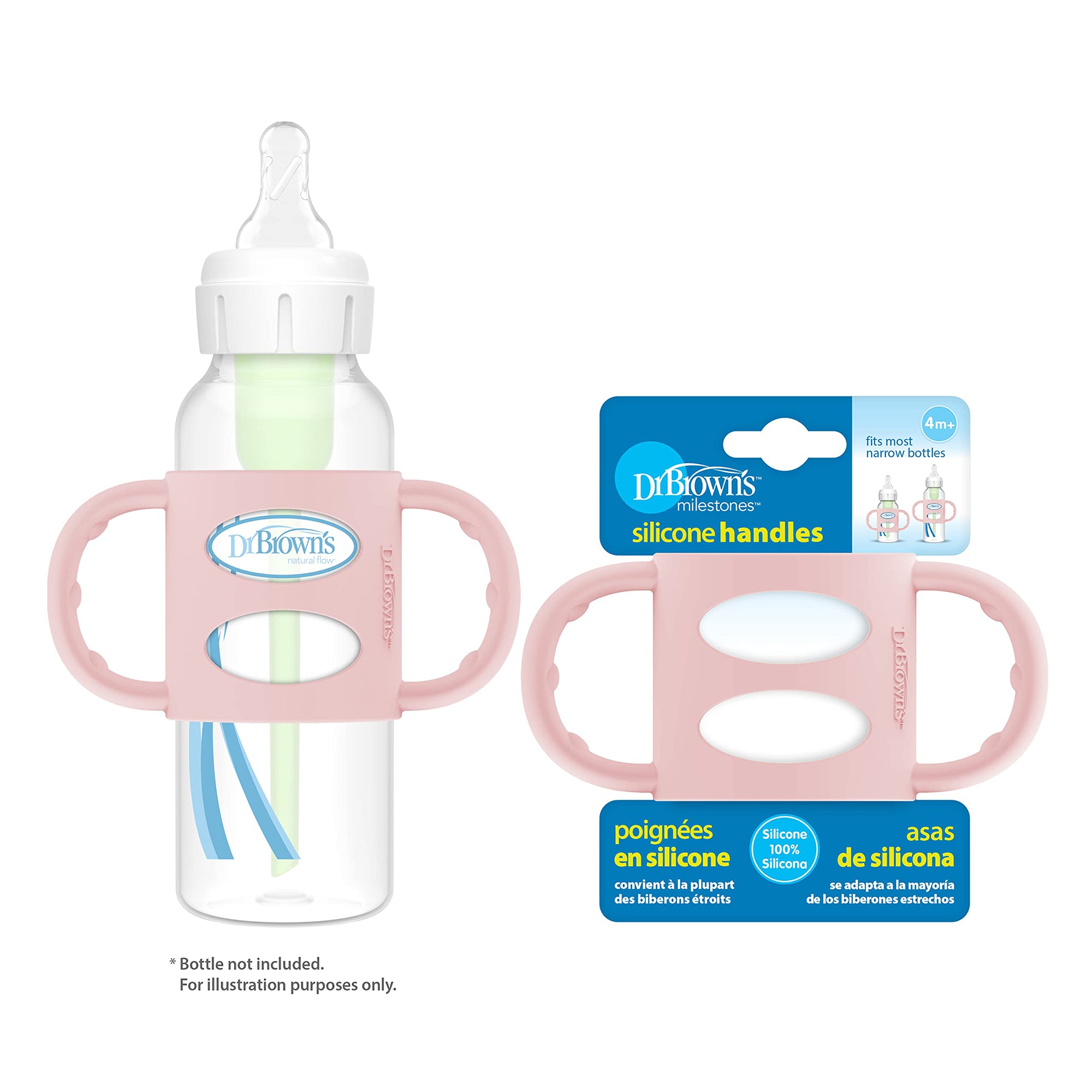 Dr. Brown'S Narrow Silicone Handles Pink 4M to 24M