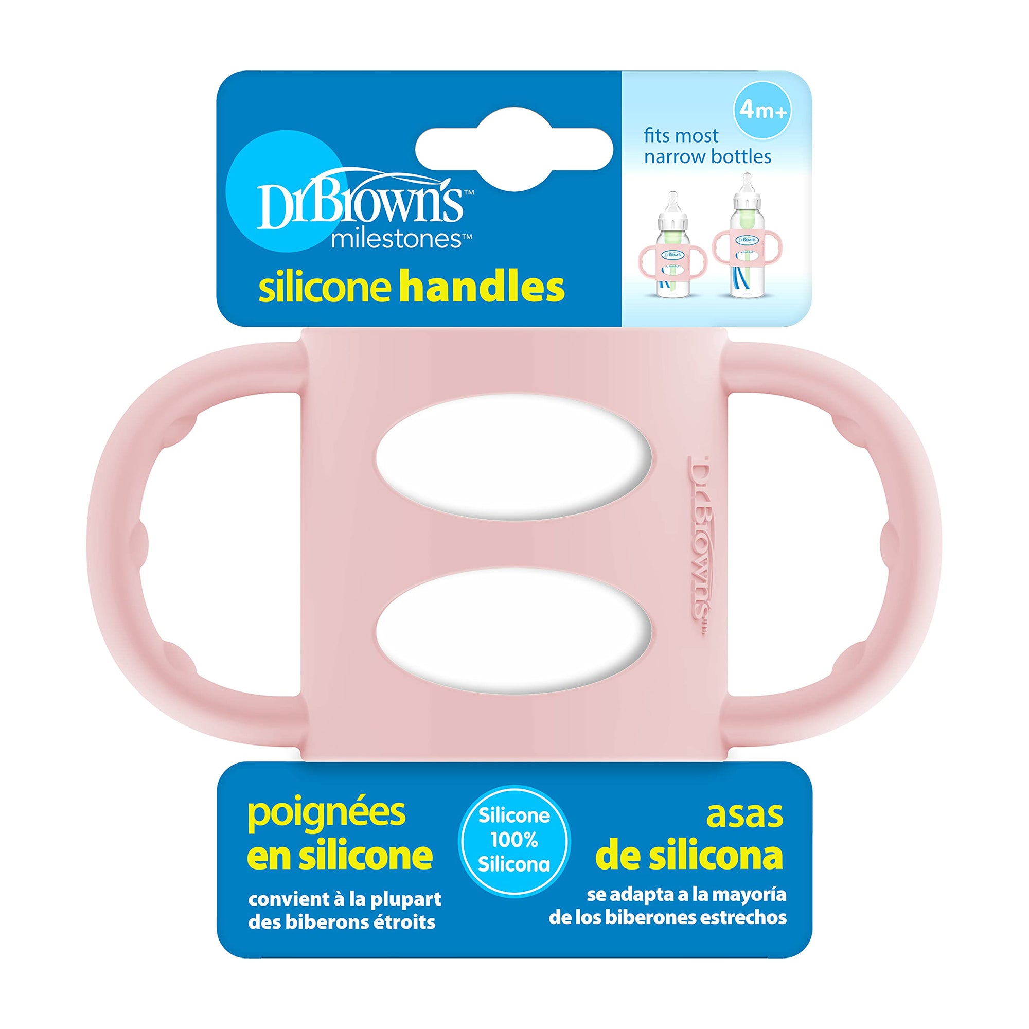 Dr. Brown'S Narrow Silicone Handles Pink 4M to 24M