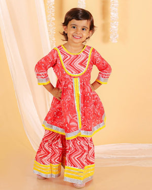 Deep Red Girls Anarkali Kurta Sharara Set - KES-SC-VGG-0-6