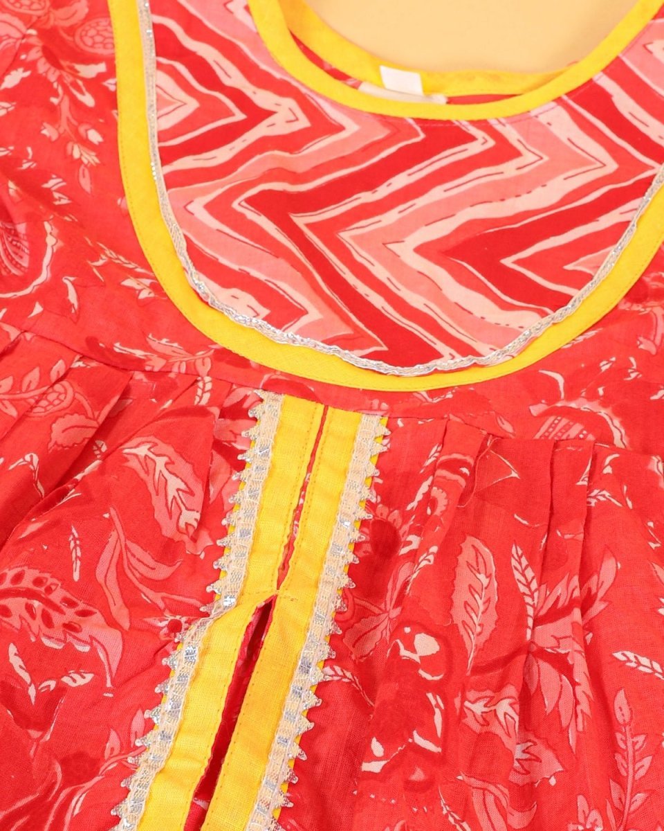 Deep Red Girls Anarkali Kurta Sharara Set - KES-SC-VGG-0-6