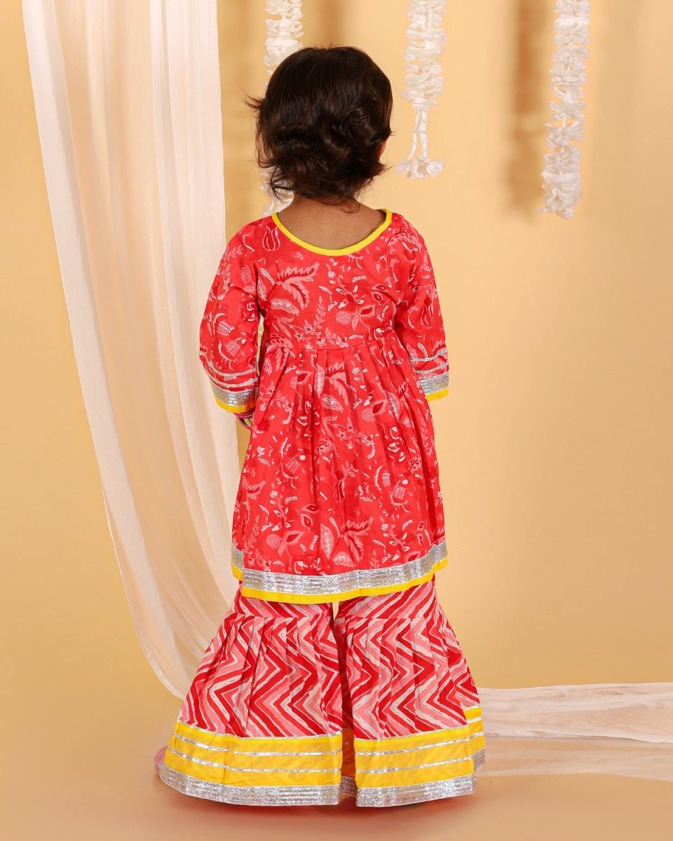 Deep Red Girls Anarkali Kurta Sharara Set - KES-SC-VGG-0-6